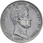 943D 5 lire 1831 Scudo sannitico 3° tipo Torino Argento