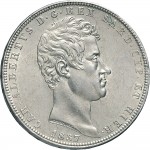 953D 5 lire 1837 Scudo sannitico 4° tipo Genova Argento