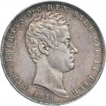 957D 5 lire 1839 Scudo sannitico 4° tipo Genova Argento