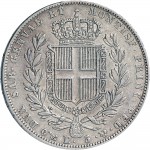 960R 5 lire 1841 Scudo sannitico 4° tipo Genova Argento