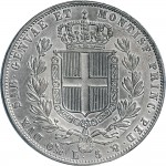 964R 5 lire 1844 Scudo sannitico 4° tipo Genova Argento