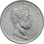 964D 5 lire 1844 Scudo sannitico 4° tipo Genova Argento