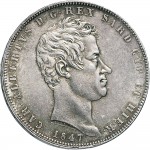 968D 5 lire 1847 Scudo sannitico 4° tipo Torino Argento