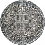 1000R 50 centesimi 1833 Scudo sannitico Torino Argento