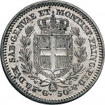 1004R 50 centesimi 1845 Scudo sannitico Torino Argento