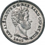 1004R 50 centesimi 1845 Scudo sannitico Torino Argento