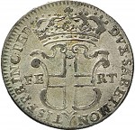 137R 5 soldi 1742 Scudo a cartoccio 3° tipo Torino Mistura di argento