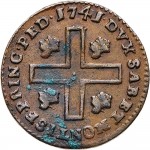 389R Cagliarese da 2 denari 1741 Croce piana 2° tipo Torino Rame