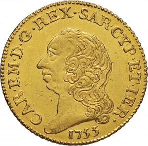 218D Doppia da 4 scudi 1755 Scudo rotondo Torino Oro