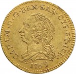 410D Doppietta da 10 reali 1769 Scudo ovale a cartoccio Torino Oro