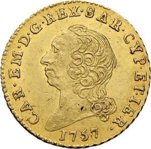 239D Mezza doppia 1757 Scudo rotondo Torino Oro