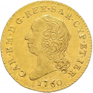 242D Mezza doppia da 2 scudi 1760 Scudo rotondo Torino Oro