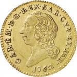 244D Mezza doppia da 2 scudi 1762 Scudo rotondo Torino Oro