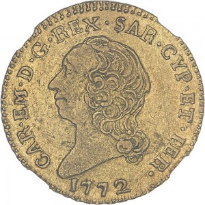 255D Mezza doppia da 2 scudi 1772 Scudo rotondo Torino Oro