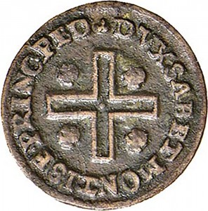 396R Mezzo cagliarese da 1 denaro 1741 Croce piana 2° tipo Torino Rame