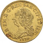 406D Mezzo carlino da 2,5 doppiette 1770 Scudo ovale a cartoccio Torino Oro