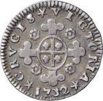 2659R Mezzo reale da 2,6 soldi 1732 Croce di San Maurizio Torino Argento