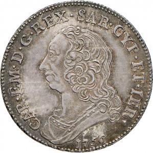 272D Mezzo scudo da 3 lire 1756 Scudo rotondo Torino Argento