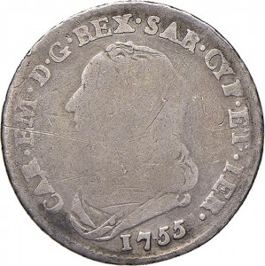 307D Ottavo di scudo da 0,15 lire 1755 Scudo rotondo Torino Argento