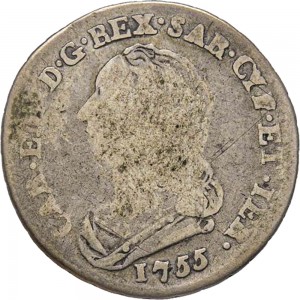 308D Ottavo di scudo da 0,15 lire 1755 Scudo rotondo Torino Argento