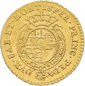 257R Quarto di doppia 1755 Scudo rotondo Torino Oro
