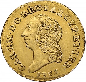 260D Quarto di doppia 1757 Scudo rotondo Torino Oro
