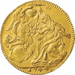 36R Zecchino da 9,15 lire 1744 Annunciazione 1° tipo Torino Oro