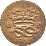 745R 2 denari da 1/6 di soldo 1799 Nodo di Savoia Torino Rame