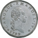 732D 7,6 soldi 1799 Scudo ovale a cartoccio 1° tipo Torino Mistura di argento