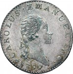 733D 7,6 soldi 1799 Scudo ovale a cartoccio 1° tipo Torino Mistura di argento