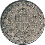 877R 25 centesimi 1829 Scudo triangolare rialzato Torino Argento