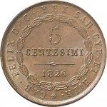 879D 5 centesimi 1826 Scudo triangolare rialzato Genova Rame