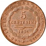 880D 5 centesimi 1826 Scudo triangolare rialzato Torino Rame