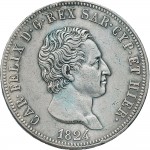 821D 5 lire 1824 Scudo svizzero Genova Argento