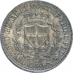 865R 50 centesimi 1825 Scudo svizzero Torino Argento