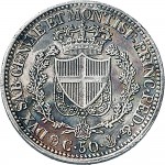 872R 50 centesimi 1829 Scudo svizzero Genova Argento