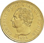 781D 80 lire 1824 Scudo svizzero Genova Oro