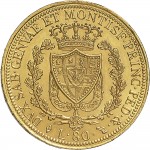 784R 80 lire 1825 Scudo svizzero Torino Oro