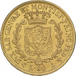 786R 80 lire 1827 Scudo svizzero Genova Oro