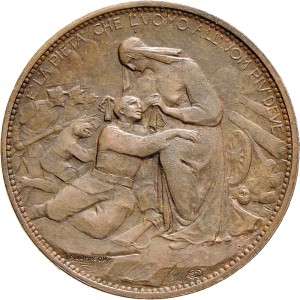 1684D Gettone di guerra 1915 Croce Rossa Johnson (Milano) Bronzo