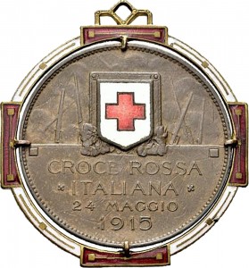 1684-001R Gettone di guerra 1915 Croce Rossa Johnson (Milano) Bronzo
