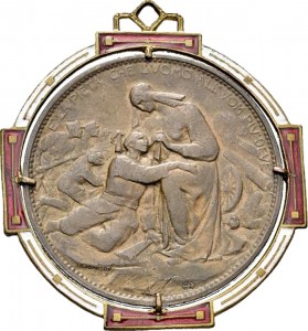1684-001D Gettone di guerra 1915 Croce Rossa Johnson (Milano) Bronzo