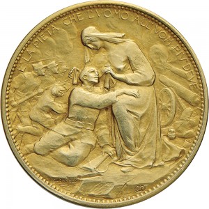 1682D Gettone di guerra 1915 Croce Rossa Johnson (Milano) Oro