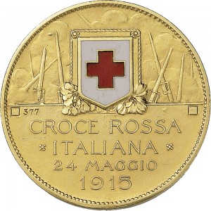 1681R Gettone di guerra 1915 Croce Rossa Johnson (Milano) Oro