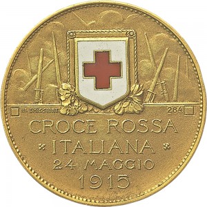 1758R Gettone di guerra 1915 Croce Rossa Johnson (Milano) Oro