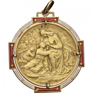 1758D-001 Gettone di guerra 1915 Croce Rossa Johnson (Milano) Oro