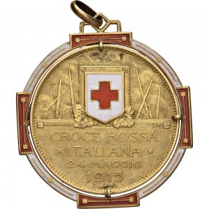 1758R-001 Gettone di guerra 1915 Croce Rossa Johnson (Milano) Oro