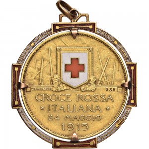 1757R-001 Gettone di guerra 1915 Croce Rossa Johnson (Milano) Oro