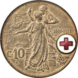 2562R Gettone della Croce Rossa Italiana 1911 Italia e Roma genitrice Roma Bronzo