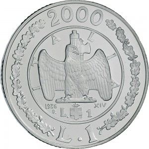 2548R 1 lira 2000 Storia della Lira (Aquila imperiale) 2° tipo Roma Argento